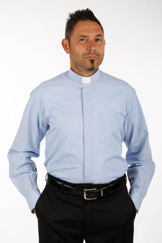 Camicia manica lunga clergy  fil a fil 100% cotone