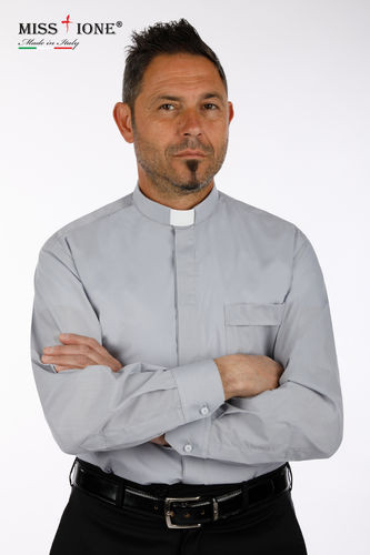 Camicia manica lunga clergy Terital  60% cotone 40% poliestere  colore grigio perla