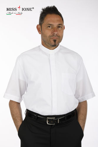 Camicia manica corta clergy Terital  60% cotone 40% poliestere  colore bianco