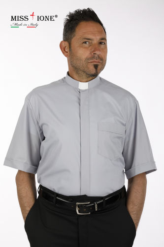 Camicia manica corta clergy Terital  60% cotone 40% poliestere  colore grigio perla