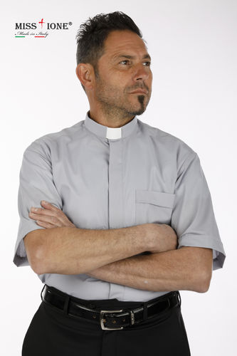 Camicia manica corta clergy 100% cotone