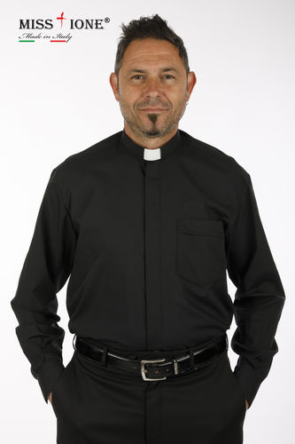 Camicia manica lunga clergy Terital  60% cotone 40% poliestere  colore nero