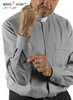 Camicia manica lunga clergy  fil a fil 100% cotone  colore grigio scuro